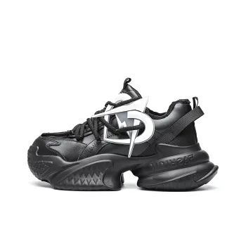 MVA Anti Slip Wear Resistant Breathable Impact Resistant Lightweight Warm Low Top Chunky Sneakers Unisex Black White