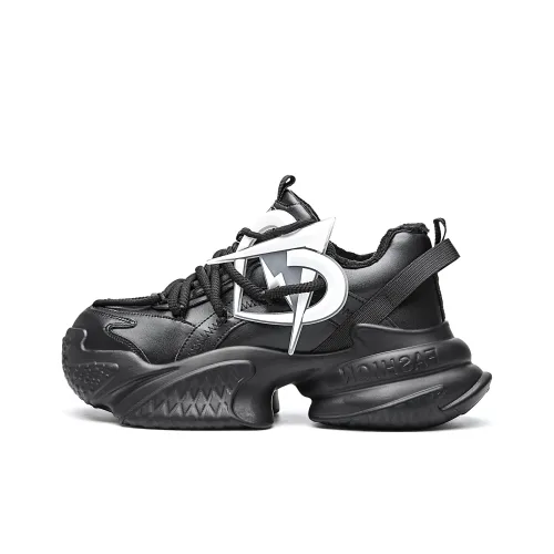 MVA Anti Slip Wear Resistant Breathable Impact Resistant Lightweight Warm Low Top Chunky Sneakers Unisex Black White