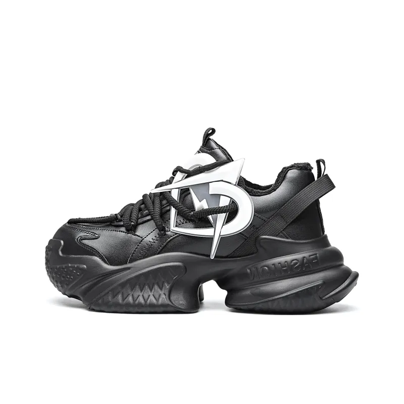 MVA Anti Slip Wear Resistant Breathable Impact Resistant Lightweight Warm Low Top Chunky Sneakers Unisex Black White-0