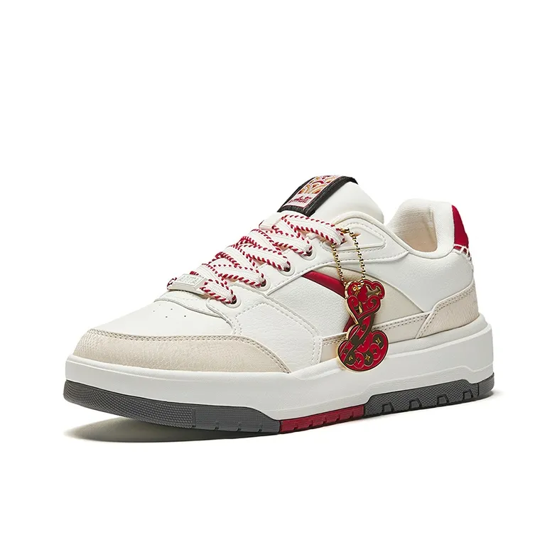 Anta Moon Shadow Cushioned Wear-Resistant Support Low-Top Skateboard Shoes Men's White Red-1