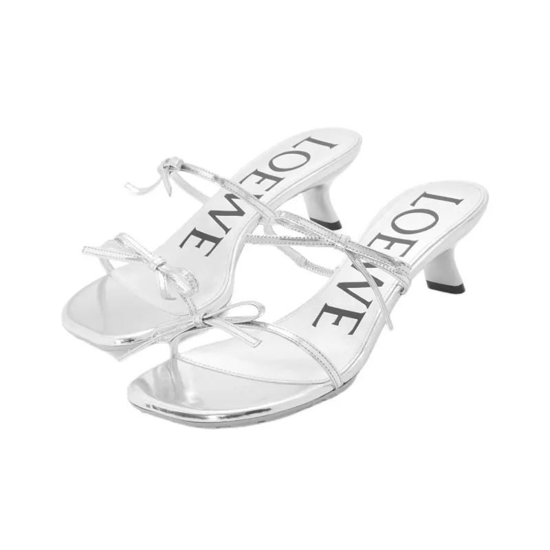 LOEWE Petal Slide Slippers 4.5cm Women's Silver-3