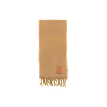 LOEWE Logo Patch Fringed Scarf