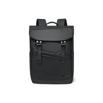 SEPTWOLVES Artificial Leather Large Capacity Backpack Travel Bag QPL Unisex Black