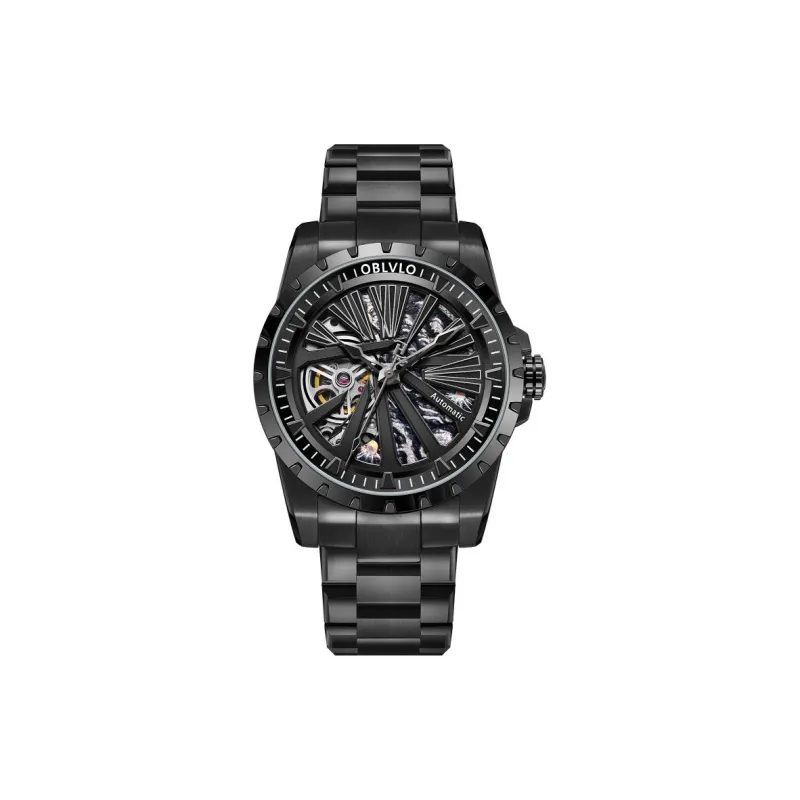 OBLVLO Automatic Mechanical Movement Watch Unisex Gold Dial-5