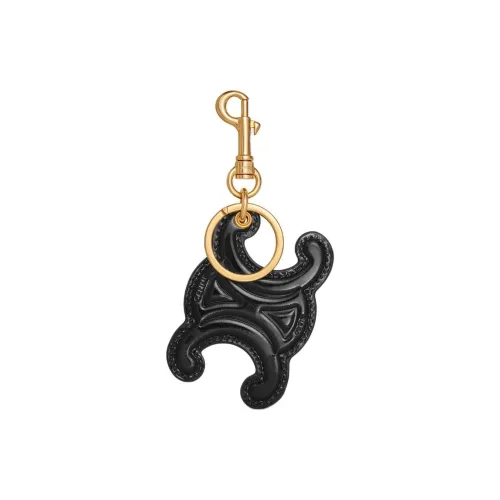 CELINE Keyring Triomphe Charm In Patent Calfskin With Gold Finishing