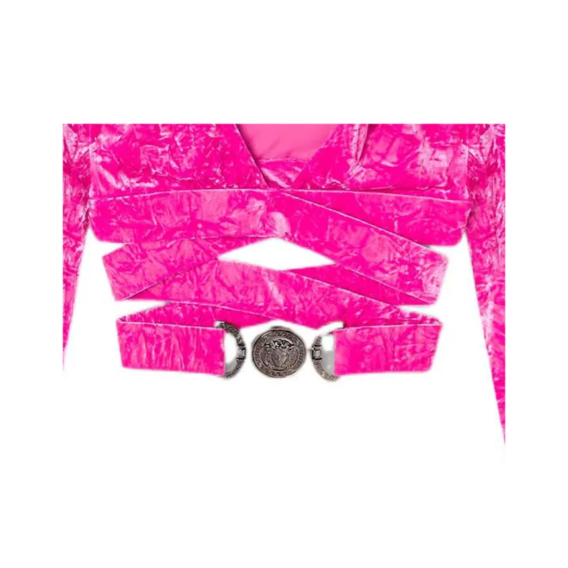 VERSACE Medusa Plaque Crossover Velvet Top-5