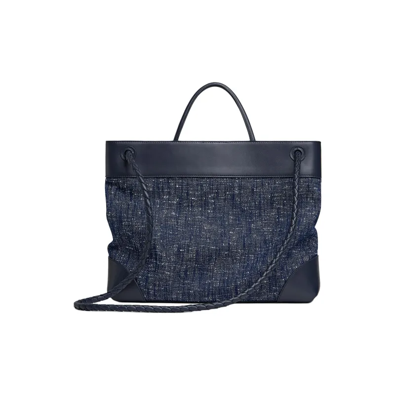 Bottega Veneta Andiamo Series Terry Denim Shoulder Bag, Crossbody Bag, Handbag Tubas Unisex Space Blue-3