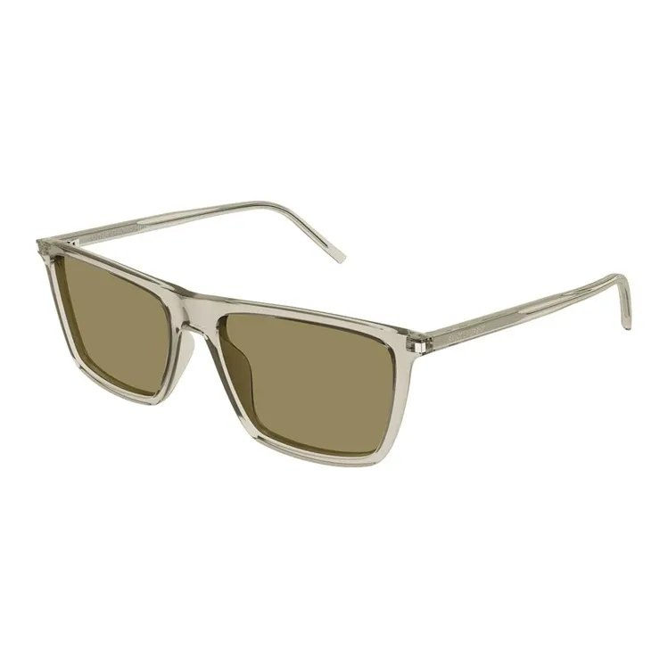 SAINT LAURENT Plastic Rectangular Sunglasses Men's Brown-0