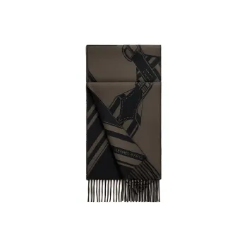 HERMES Cashmere Knit Scarves Men's Brown