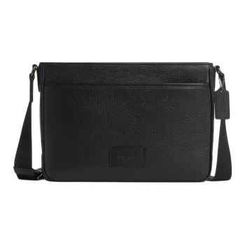 COACH Refined Pebble Pattern Leather Shoulder Bag, Crossbody Bag Tubas Men's Black