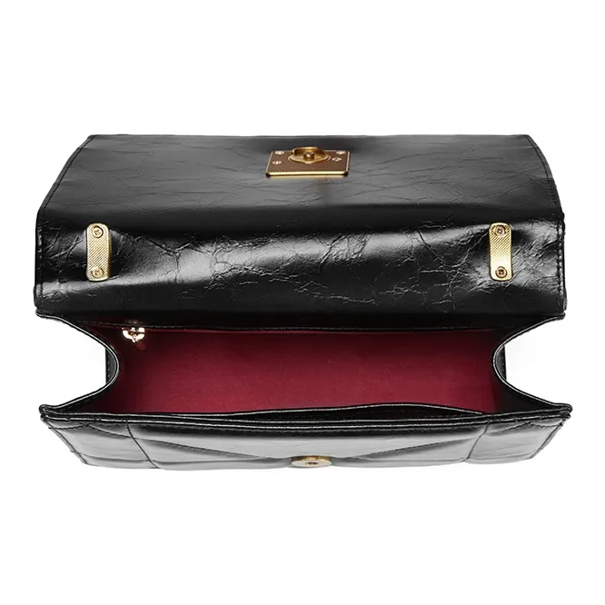 PIERRE CARDIN Cow Leather Crossbody Handbag Women's Black/Ecru-5