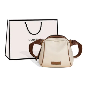 COMELY Cow Leather With Synthetic Leather Dome Bag, Crossbody Bag, Shoulder Bag Regular Women's Ecru