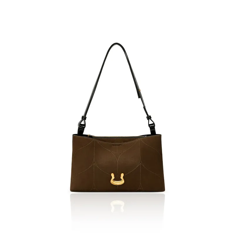 JUST STAR Synthetic Leather Portable Crossbody Underarm Shoulder Bag Regular Women's Brown/Black/White-0