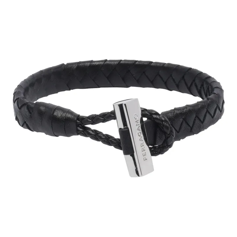 Ferragamo Logo Engraved Braided Bracelet-0