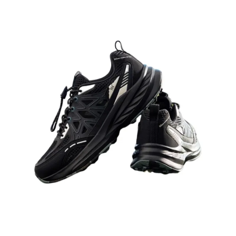 361° Hydrogen Series Anti Slip Wear Resistant Low Top Outdoor Shoes Men's Black Silver-3