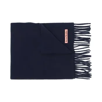 Acne Studios Logo Patch Fringed Edge Scarf