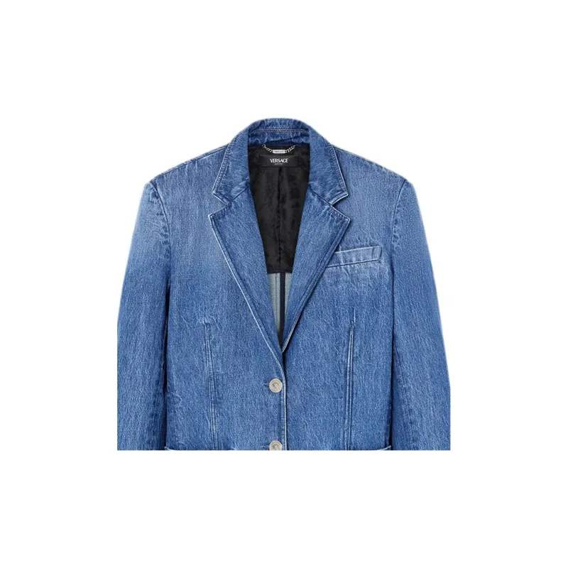 VERSACE Single-Breasted Tailored Denim Blazer-5