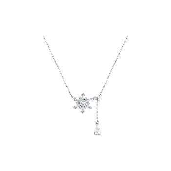 Disney S925 Silver Snowflake Necklace Women's