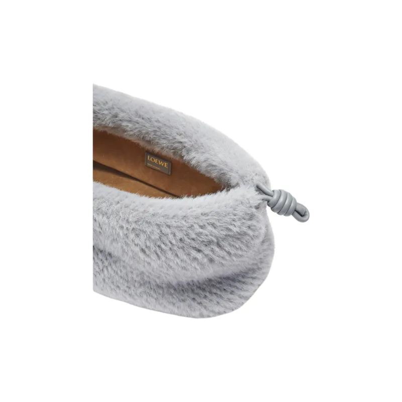 LOEWE Flamenco Knitted Fabric Portable Crossbody Bag Shoulder Bag Medium Size Women's Silver Gray-7