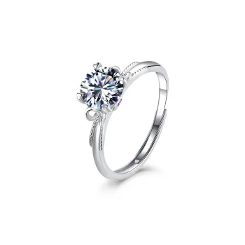 FEENG X S925 Silver Rings Women's White 1 Carat Moissanite