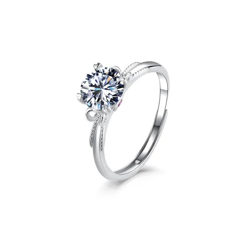 FEENG X S925 Silver Rings Women's White 1 Carat Moissanite