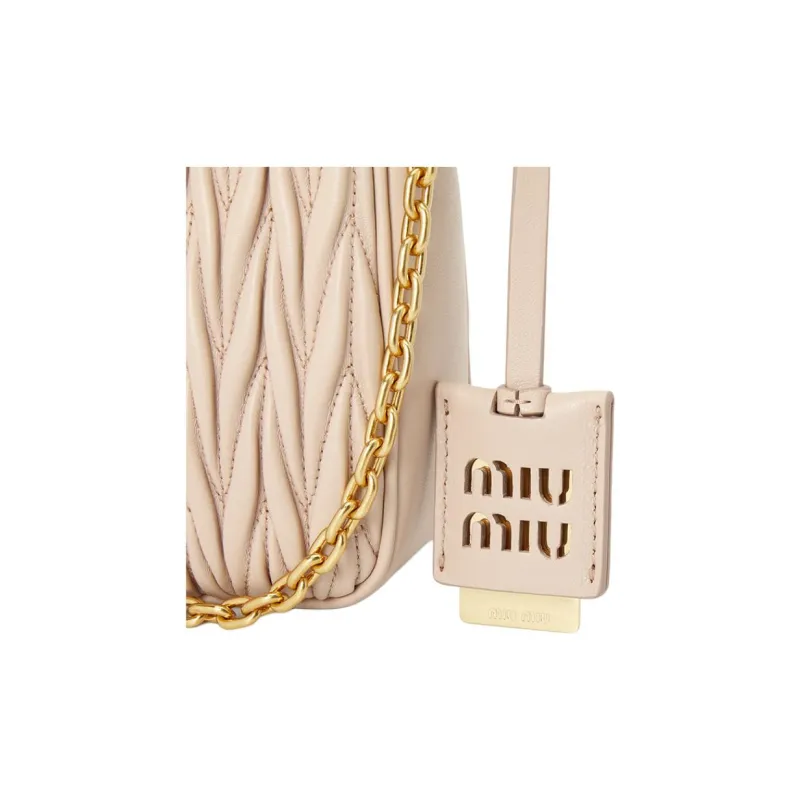 MIU MIU Sheepskin Crossbody Bag Shoulder Bag Women's Nude-7