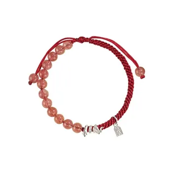 SHARK BABY Strawberry Quartz Silver Sheen Obsidian Bracelets Unisex