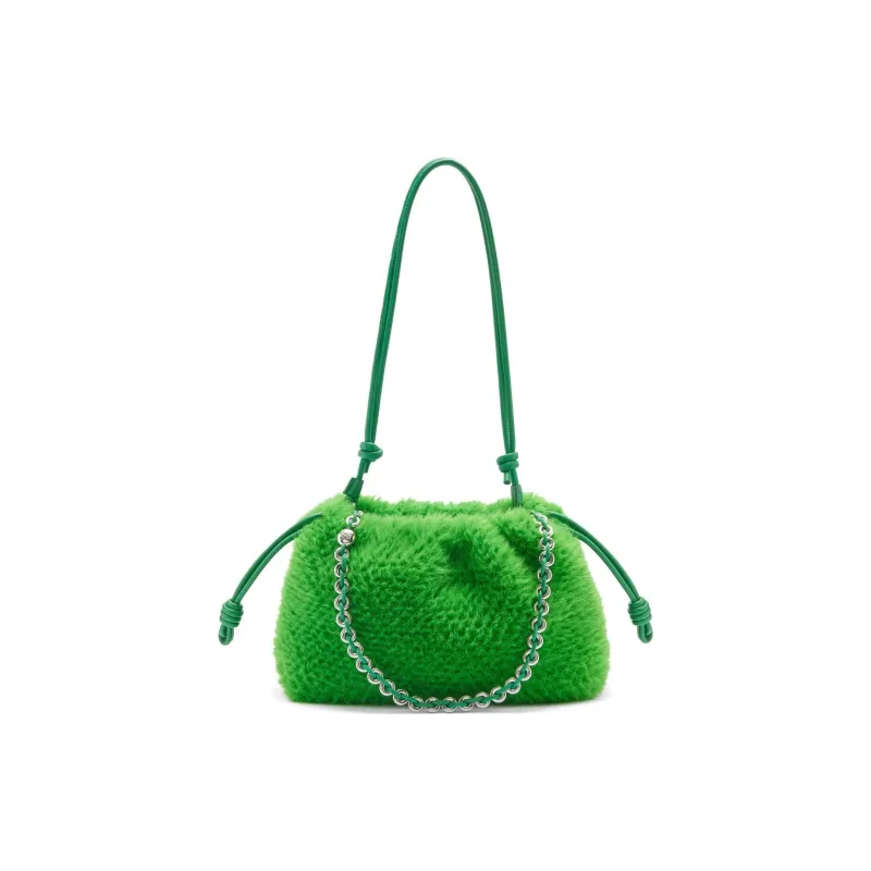LOEWE Flamenco Fabric Portable Crossbody Bag Shoulder Bag Medium Size Women's Tropical Green-5