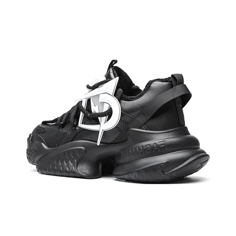 MVA Anti Slip Wear Resistant Breathable Impact Resistant Lightweight Warm Low Top Chunky Sneakers Unisex Black White-2