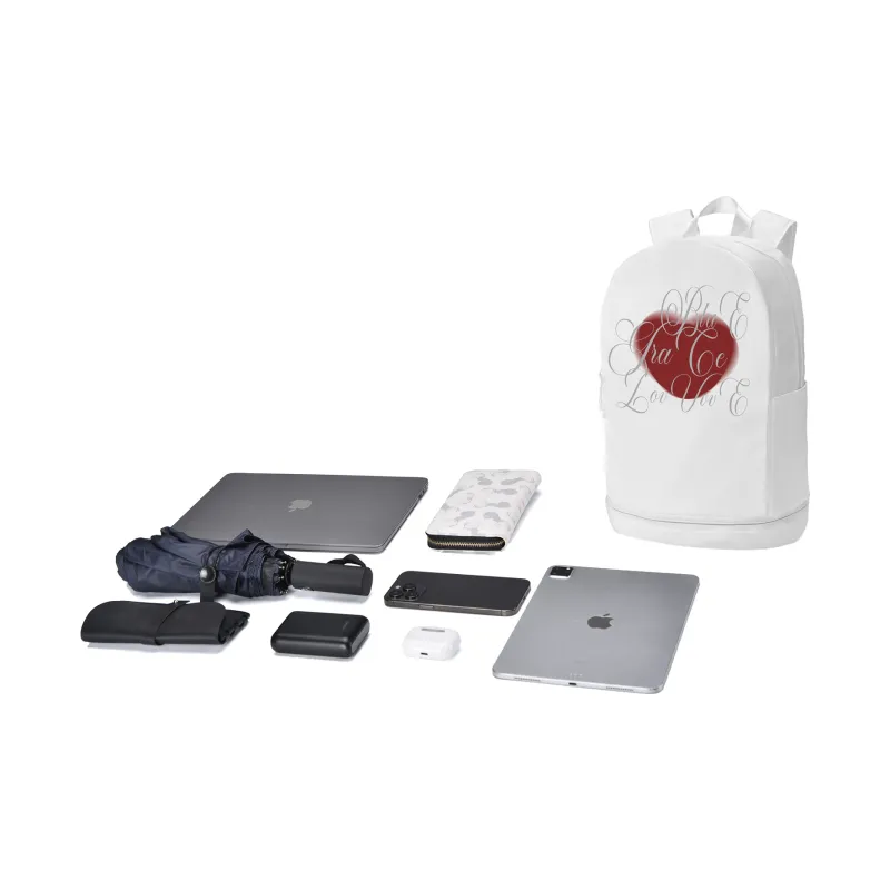 LOVVVVE Nylon Student Backpack Regular Unisex White-4