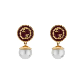 GUCCI Metal Earrings Women's Red