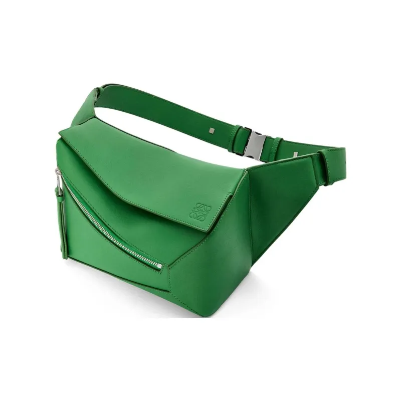 LOEWE Puzzle Calfskin Fanny Pack Small Size Men's Tropical Green-1