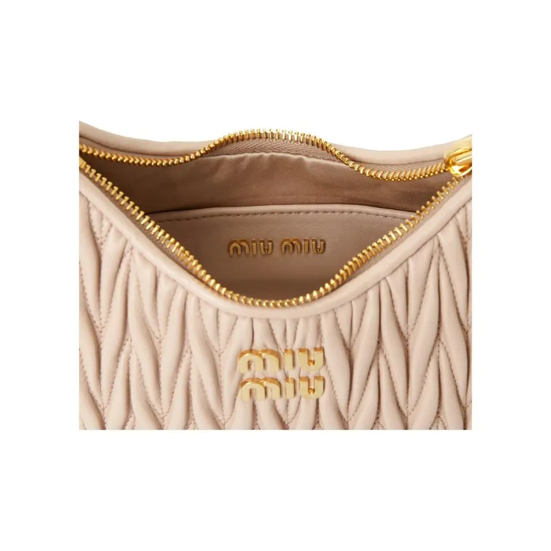 MIU MIU Sheepskin Crossbody Bag Shoulder Bag Women's Nude-9