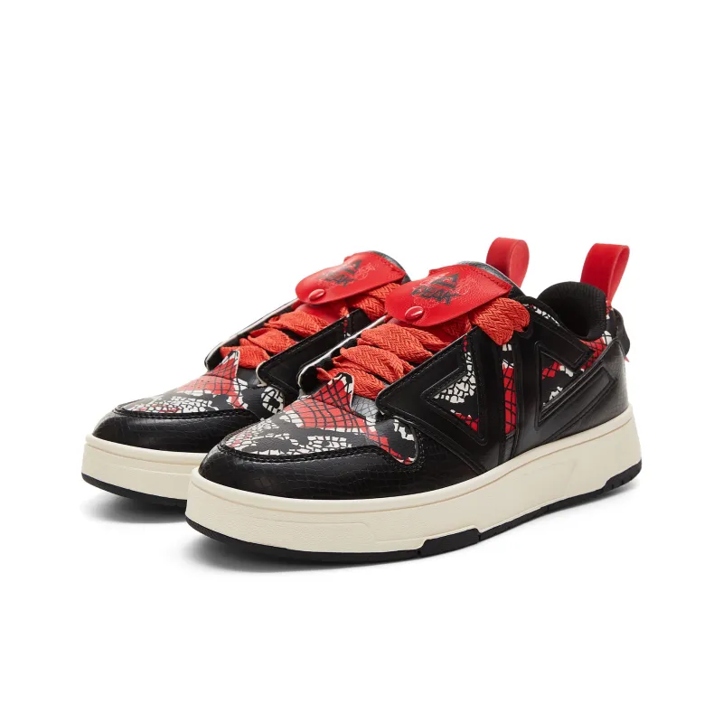 PEAK Slip-Resistant Cushioning Wear-Resistant Support Low-Top Skateboard Shoes Men's Black Precious Red-2