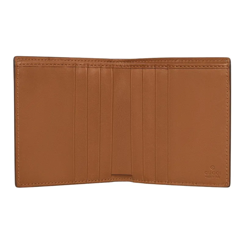 GUCCI Coated Fabric Wallet Men's Beige & Dark Brown-3