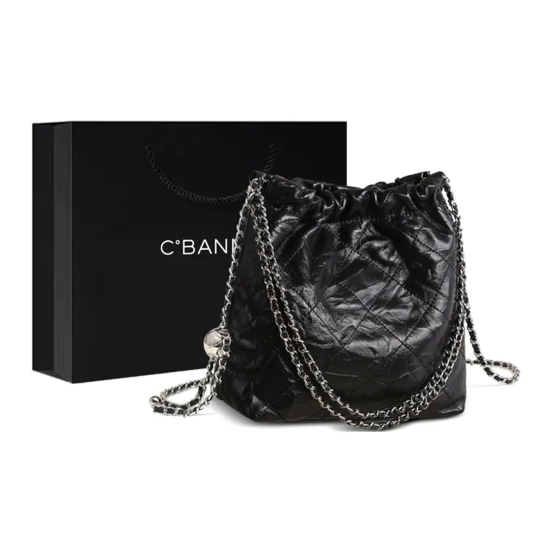 C°BANNER Cow Leather Bucket Bags Crossbody Bag, Shoulder Bag Women's Black-0