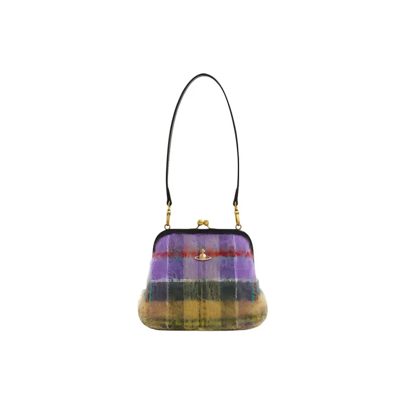 Vivienne Westwood Wool Handbag Shoulder Bag Women's Purple/Yellow-0