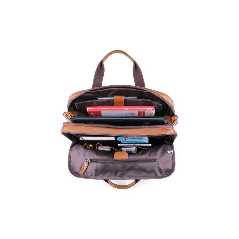 DOSRFINI Top Grain Cow Leather Portable Briefcases Men's Brown-3