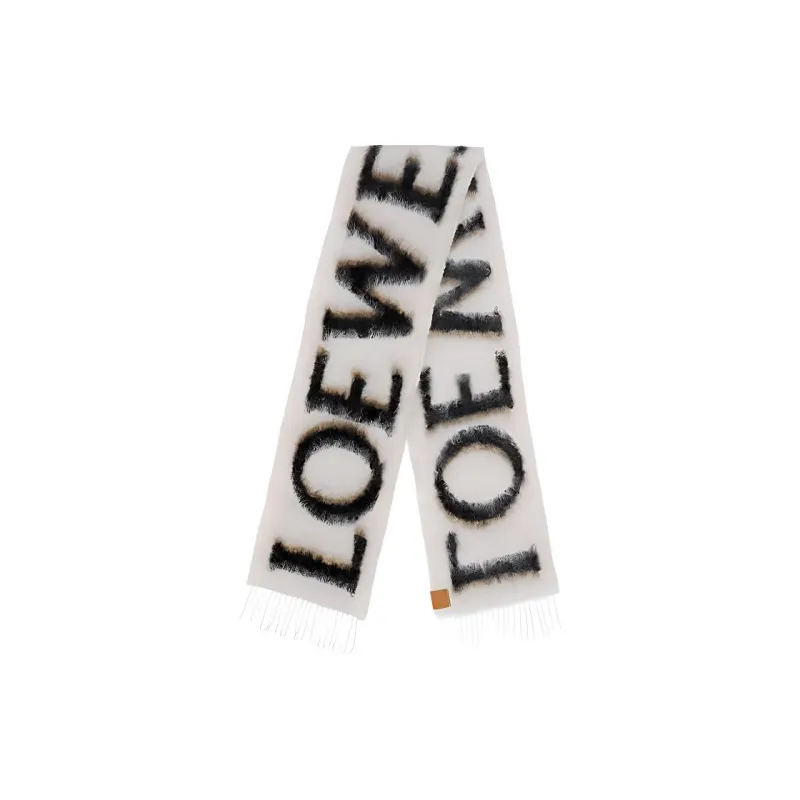 LOEWE Logo Intarsia Fringed Scarf-1