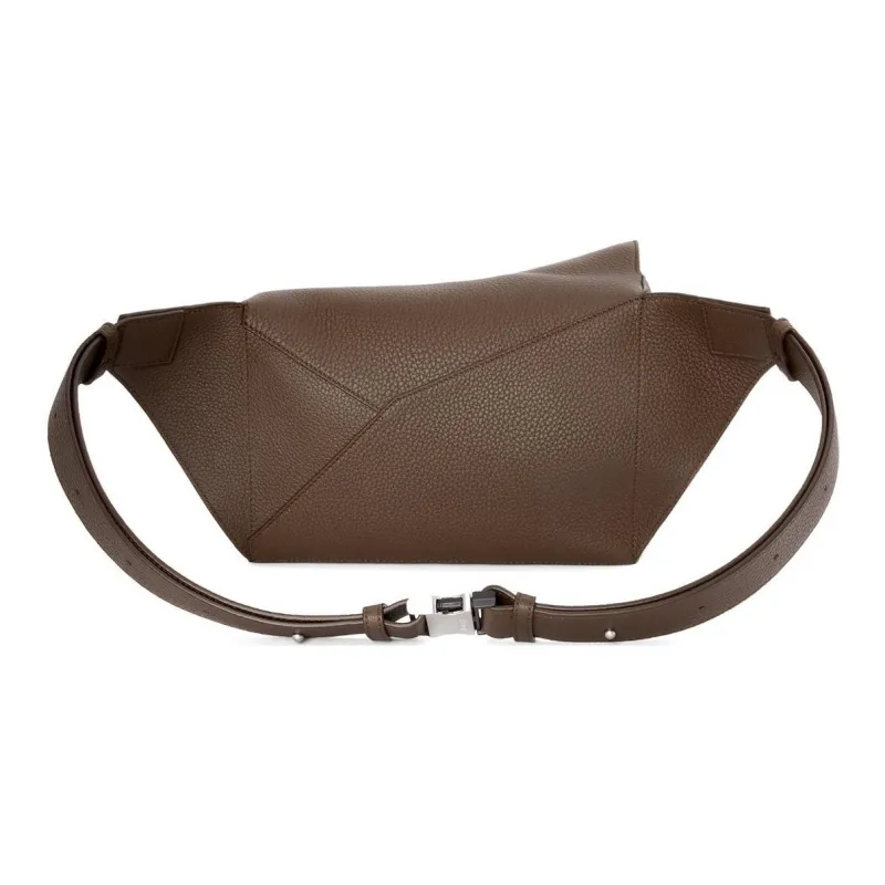 LOEWE Puzzle Grained Calfskin Fanny Pack Small Size Men's Dark Color Cigar Gray-3