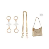 Coach straight gold white four-leaf clover 10cm [two] + decorative chain puppy buckle 45cm