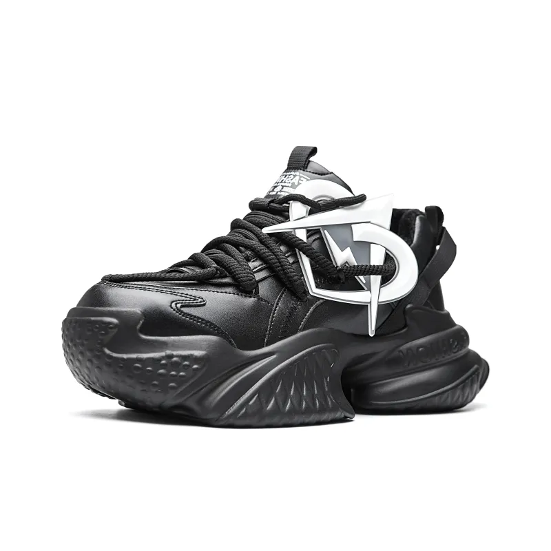 MVA Anti Slip Wear Resistant Breathable Impact Resistant Lightweight Warm Low Top Chunky Sneakers Unisex Black White-1