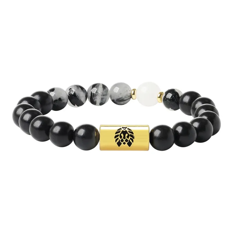 Rastaclat Chalcedony Small Lion Chinese Style Beaded Bracelet Unisex-4