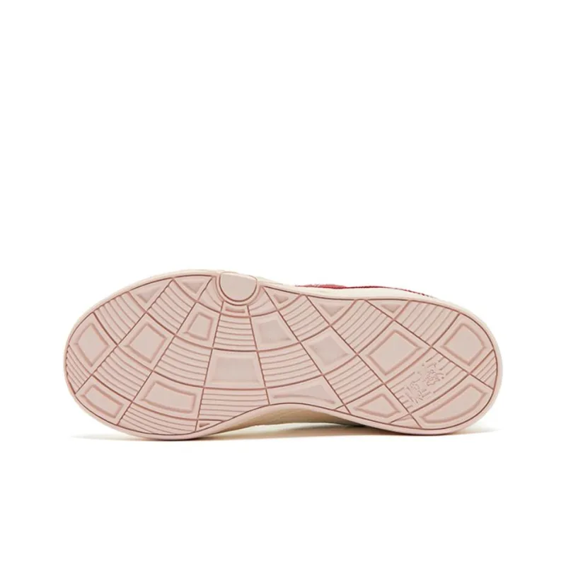 QIAODAN Egg Shoes Cushioning Wear Resistant Low Top Skateboard Shoes Women's Ivory Preppy Red-4