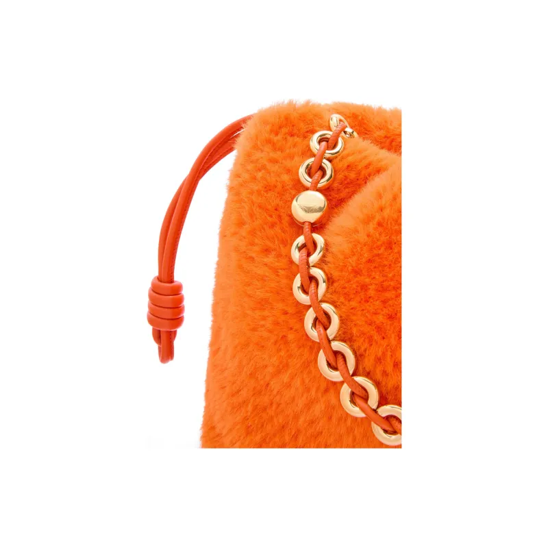LOEWE Knitted Fabric One Shoulder Handbag Tubas Women's Orange-7