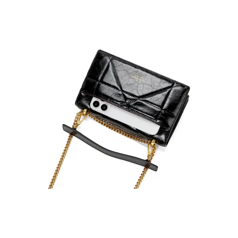 PIERRE CARDIN Cow Leather Crossbody Handbag Women's Black/Ecru-6