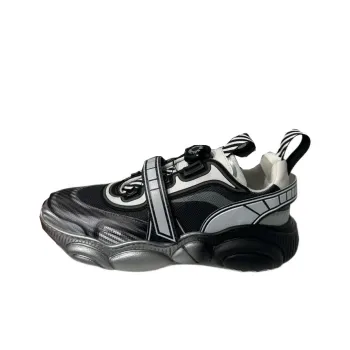 MOSCHINO Low Top Casual Shoes Women's Black Silver