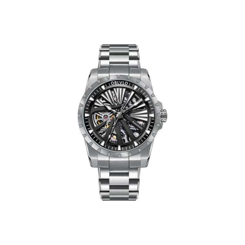 OBLVLO Automatic Mechanical Movement Watch Unisex Gold Dial-10