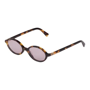 MIU MIU Acetate Oval Sunglasses Women's Tortoiseshell