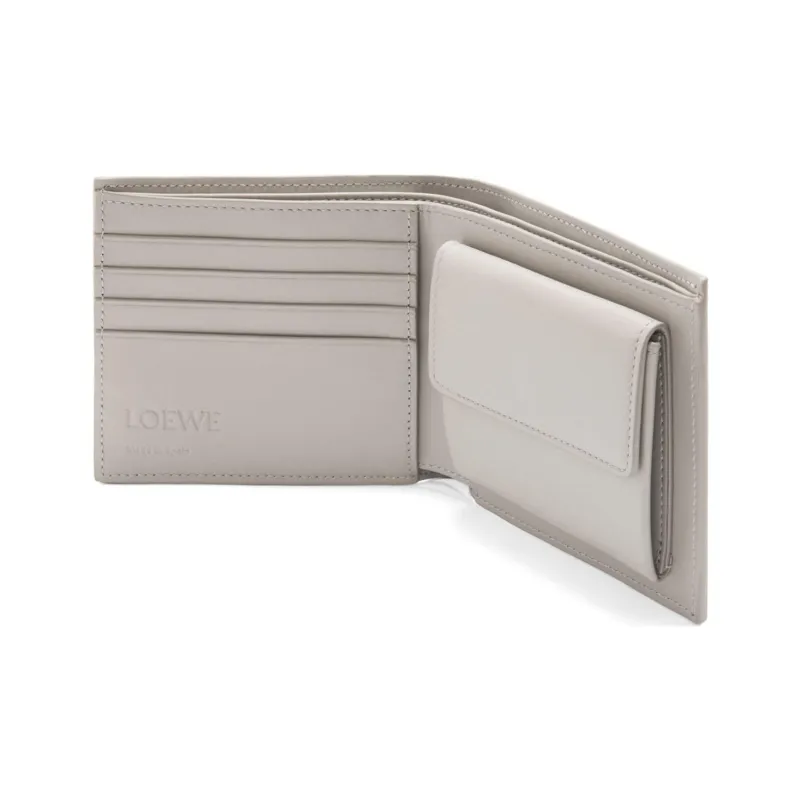 LOEWE Calfskin Coin Purse Unisex Shell Gray-2